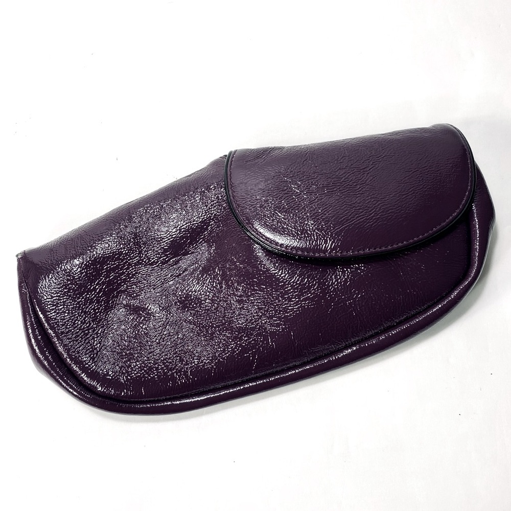 See by Chloé Plum Patent Leather Clutch Bag Kisslock Snap Closure
